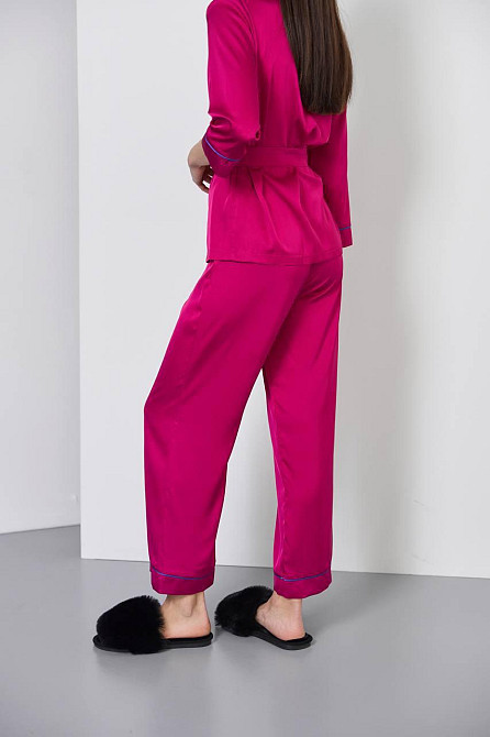 Піжама жіноча шовкова зі штанами Малиновий с/к XL/2XL Харків - фото 3