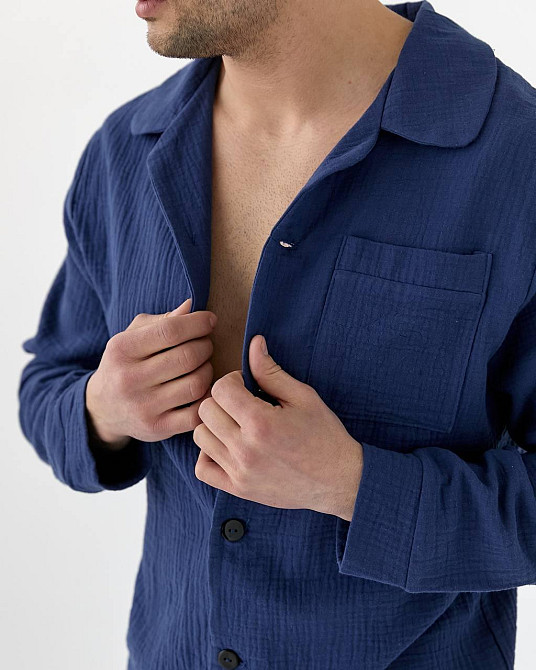 Чоловіча піжама муслінова Синій S Харків - фото 7