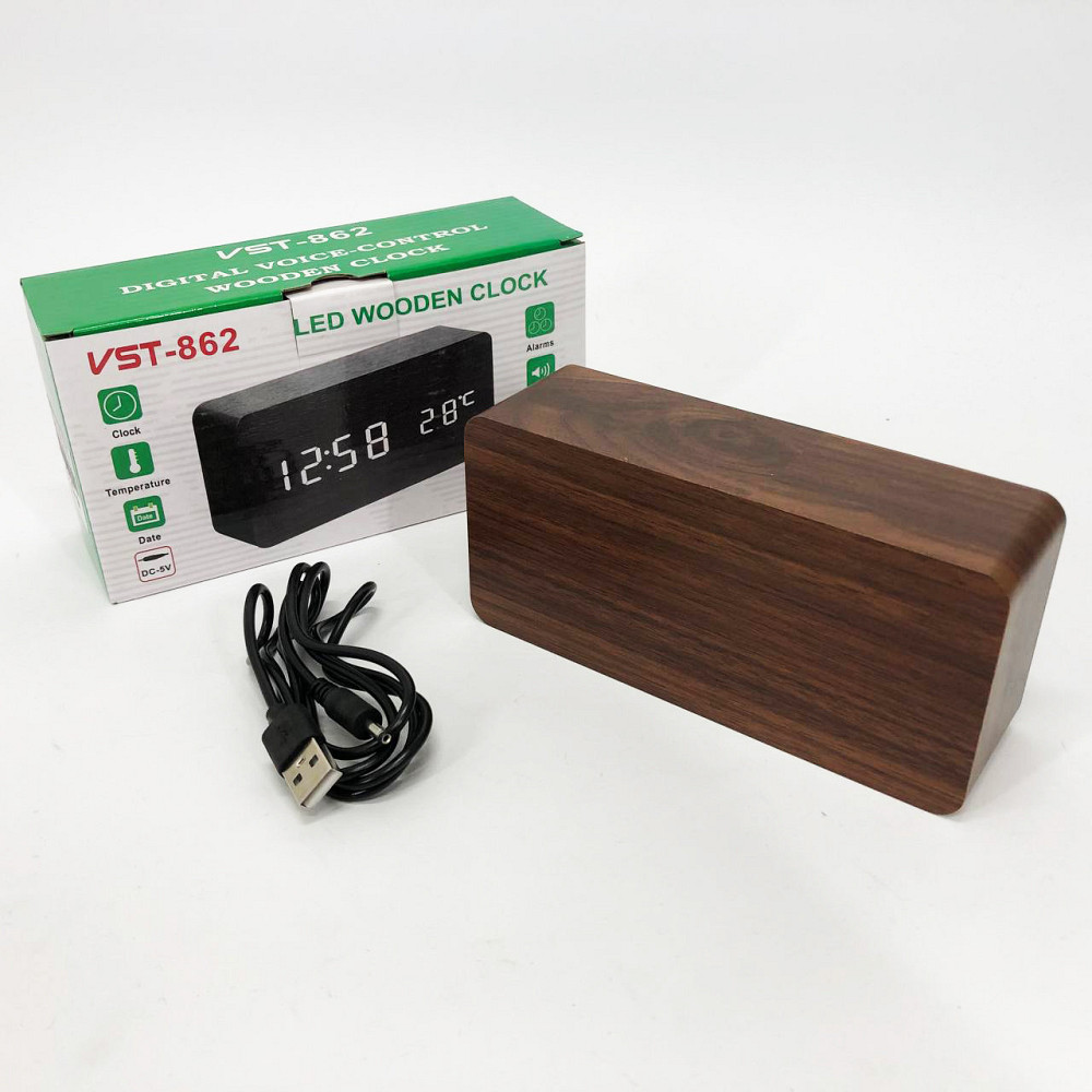 Оригинальные настольные часы VST-862-4, Черные настольные зеркальные часы, Часы DN-348 электронные настольные Киев - изображение 3