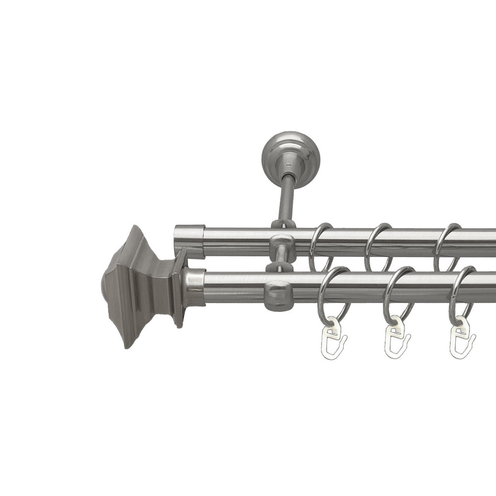 Карниз Orvit Борджеза металевий дворядний відкритий Нержавіюча Сталь 19\19 мм 240 см (00-00016056) Львів - фото 1