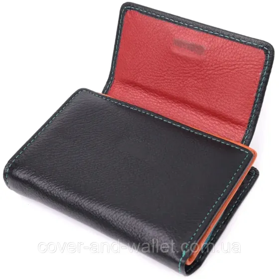 Черный кожаный женский портмоне среднего размера на магнитной застежке ST Leather Киев