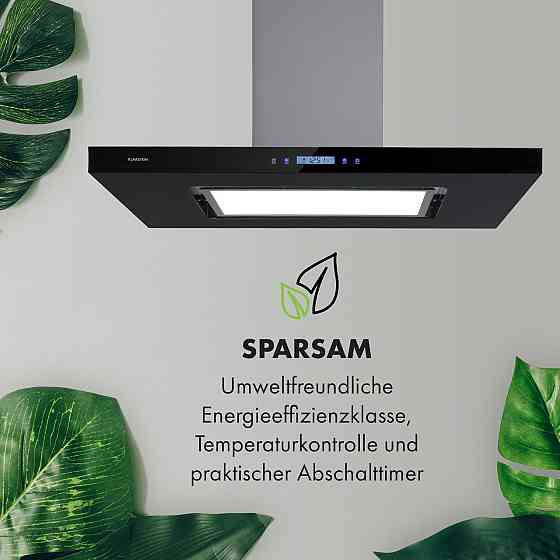 Островная вытяжка Valeria Brilliant Edition 90см 643м³/ч touch EEC B LED стекло нержавеющая сталь черный Ровно