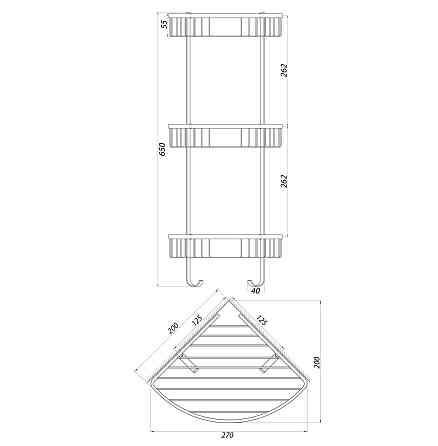 Поличка потрійна кутова TOPAZ 4134 Луцк