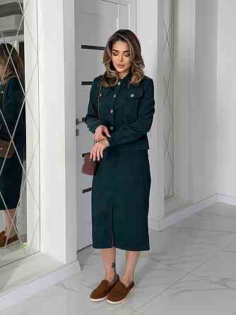 Жіночий костюм з мікровельвету Favorit 54-56, Темно-зелений Київ