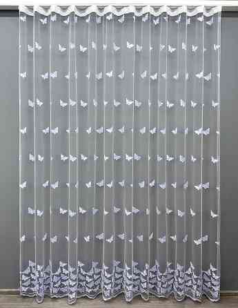 Тюль VR-Textil 1740т Фатин «Бабочки» с вышивкой и люрексом Голубой с белым 200х270 см (42-1055) Киев
