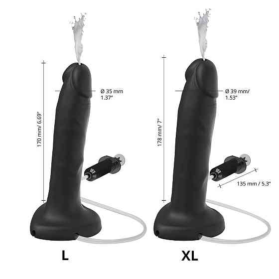 Фалоімітатор, що кінчає Strap-On-Me Squirting Cum Dildo Realistic Black, діам. 3,9 см, силікон Sex Aura Київ