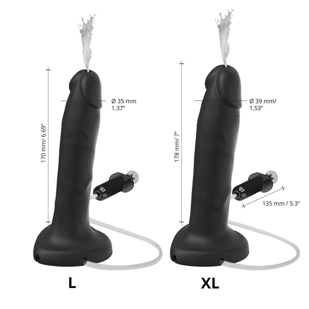 Фалоімітатор, що кінчає Strap-On-Me Squirting Cum Dildo Realistic Black, діам. 3,9 см, силікон Sex Aura Київ - фото 4