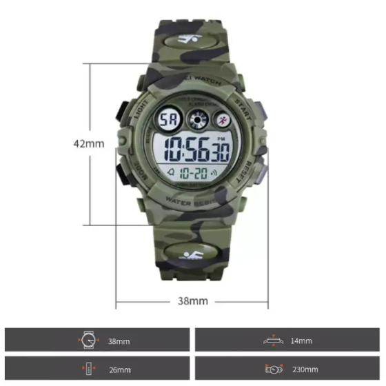 Дитячий спортивний годинник Skmei 1547 Kids (секундомір, будильник) Зелений камуфляж Вінниця