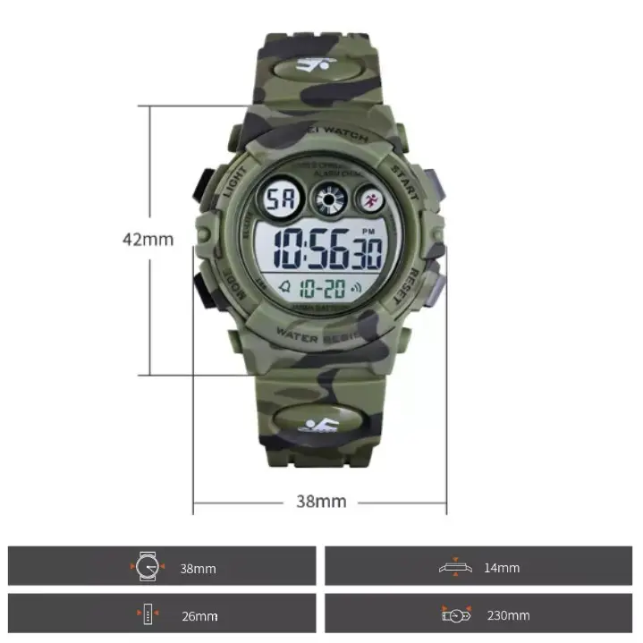 Детские спортивные часы Skmei 1547 Kids (секундомер, будильник) Зеленый камуфляж Винница - изображение 4