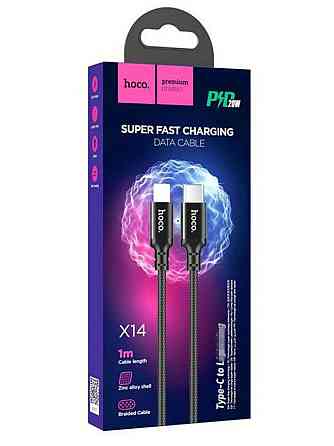 Кабель HOCO X14 Type-C to iP 3A, 20W, 1m, nylon, aluminum connectors, Black Киев