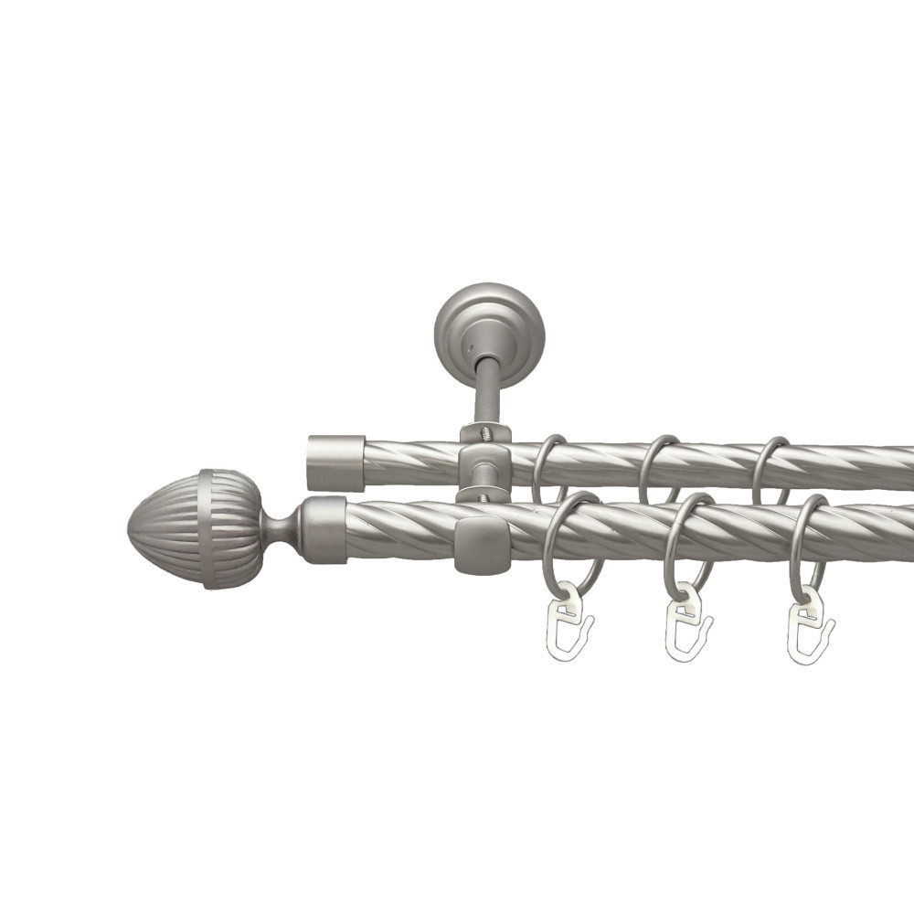 Карниз Orvit Одеон металевий дворядний відкритий скручена труба кільце металеве Сатин 19\16 мм 160 см Львов - изображение 1
