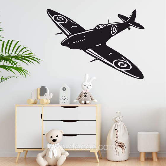 Декоративное настенное Панно «Самолет», Декор на стену 110*78 см, Черный Киев