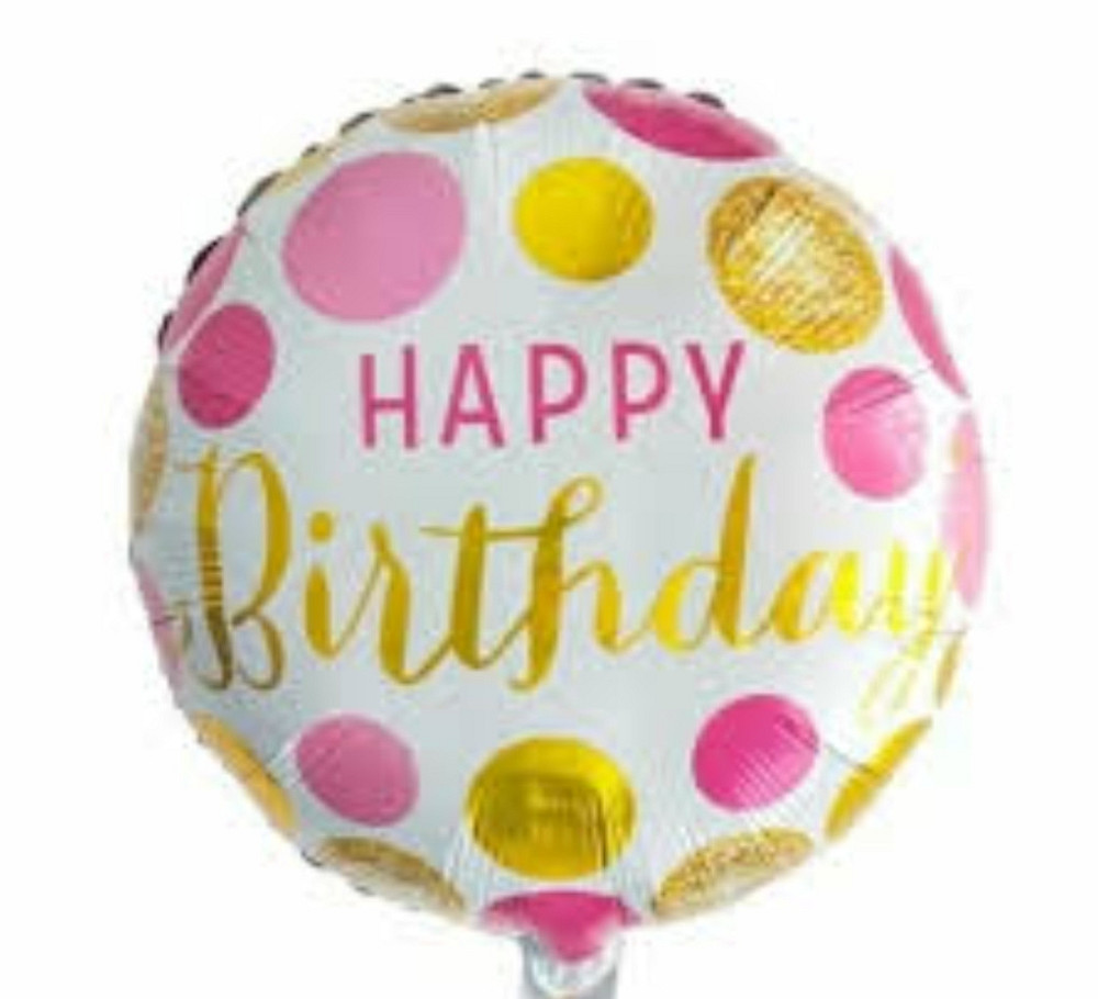 Фольгированный шар happy birthday на белом 18