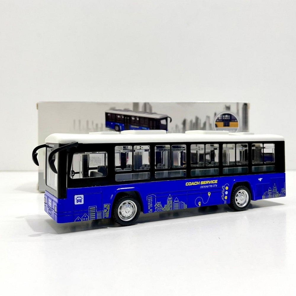 Автобус металевий з інерцією підсвічуванням та звуком відчиняються двері Синій (CLM-0771AC) Чернігів - фото 9