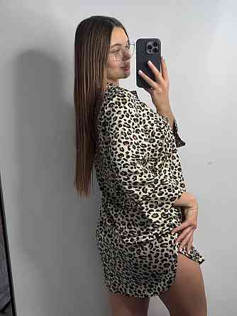Женская ночная рубашка удлиненная шелковая Леопард 5 S Харьков