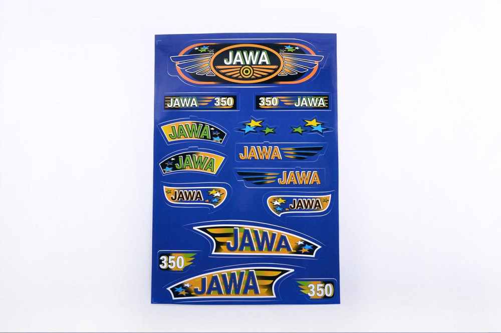 Наклейки (набір) мотоцикл Ява (33х22см, сині) Мукачево - фото 1