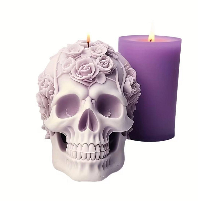 Силиконовая форма череп для свечей набор 2 шт, 3D молд скелет, форма для гипса мыла эпоксидной смолы Киев - изображение 2