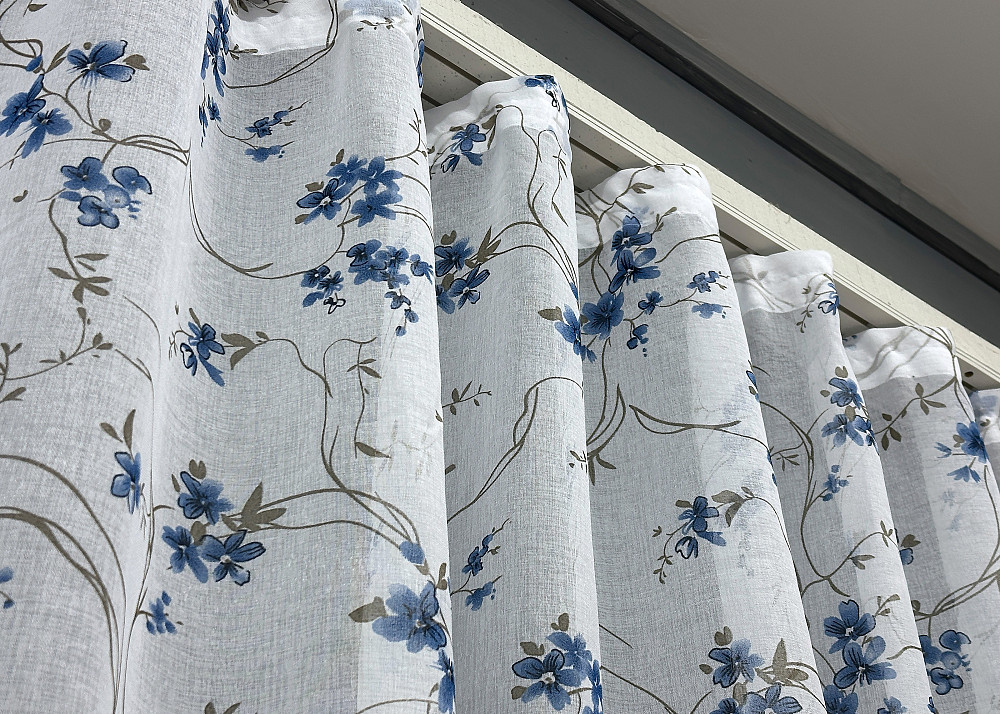 Тюль VR-Textil 1533т Flora Батист Білий із синьо-коричневим 300х270 см (42-0444) Київ - фото 8