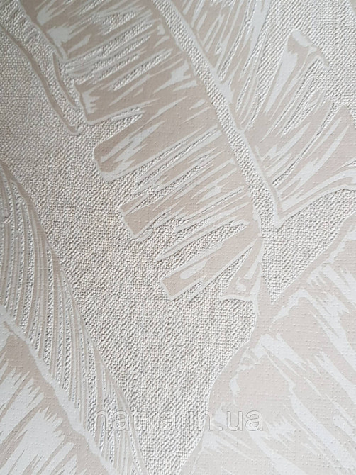 Обои виниловые на флизелине Marburg 82117 Felicita листья папоротника бежевые молочные на бежевом фоне Киев - изображение 3