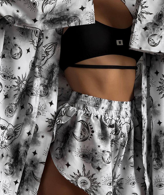 Женский стильный домашний комплект двойка софт принт Белый Одесса - изображение 3