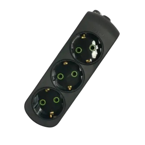 Колодка подовжувача без заземлення 3 розетки чорний Letitia Лезард Житомир - фото 1
