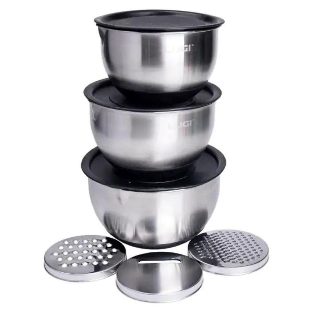 Набір мисок з нержавіючої сталі з кришками 3 шт. Київ - фото 4