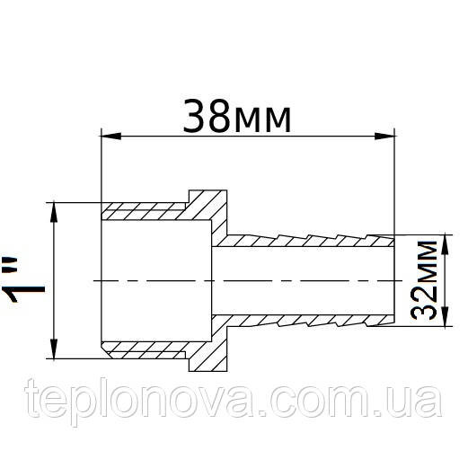 Штуцер латунний 1 | НР х 32мм літейний 1622Б Чернівці - фото 2