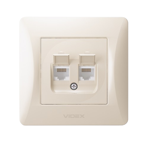 BINERA крем Розетка внутрішня 2-а CAT6+CAT6 комп'ютерна Videx Житомир - изображение 1