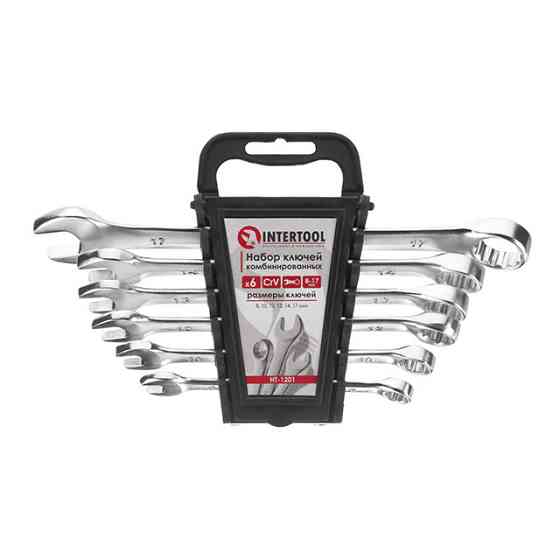 Набір ключів комбінованих, 6 шт., 8-17 мм, Cr-V INTERTOOL HT-1201 Київ