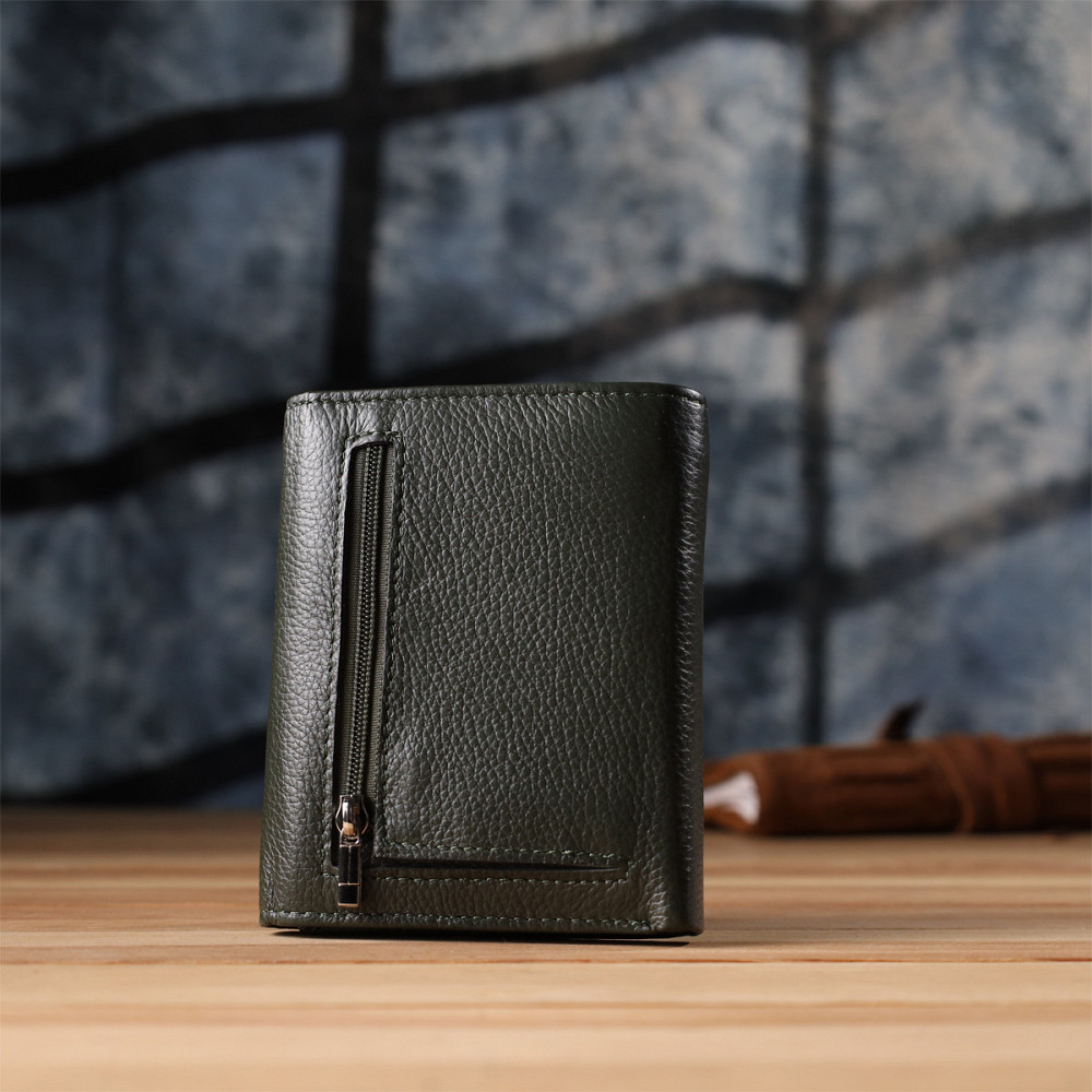 Жіночий гаманець середнього розміру із натуральної шкіри ST Leather 23074 Зелений Київ - фото 10