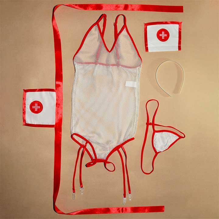 Прозорий ігровий костюм медсестри з підв'язками для панчох — XS — Ролеві костюми Вінниця - фото 5