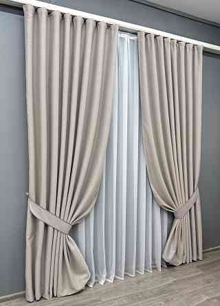 Комплект готових штор VR-Textil Блекаут двосторонній Eclipsе № 1818ш Попелястий 100х270 см 2 шт (31-901) Київ