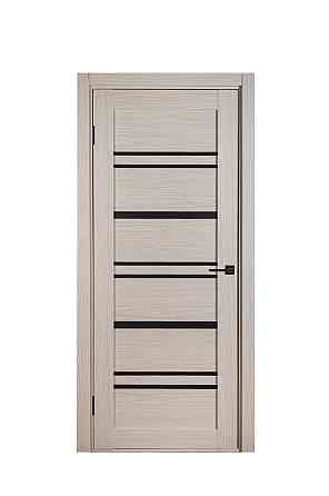 Двери Sun Doors Валенсия New Дуб дымчатый  + Черное стекло 90*200 см Двери в спальню Двери со стеклом Киев