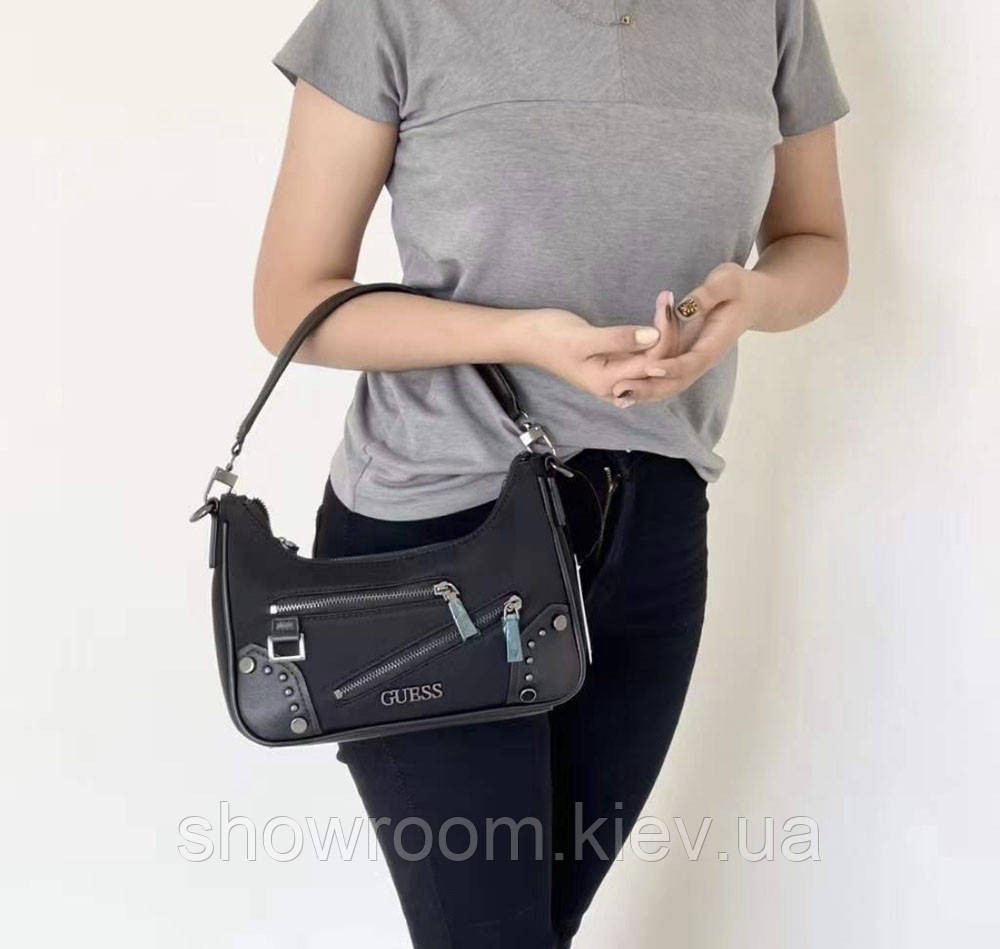 Женская компактная сумка на плечо Guess (812820) черная Киев - изображение 2