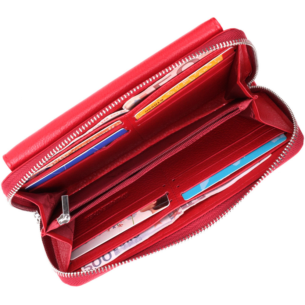 Симпатичний гаманець-клатч з ручкою для носіння в руці з натуральної шкіри Червоний (ST Leather) Київ - фото 1