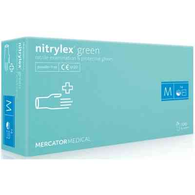 Медицинские перчатки Mercator Medical Nitrylex Green Нитриловые Неопудренные диагностические Размер M Зеленые 100 шт. (5906615027454) Винница