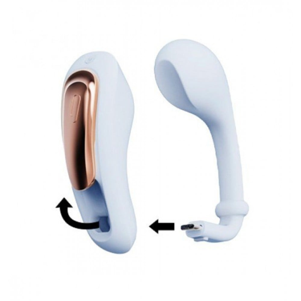 Вибратор в трусики с пультом управления Qingnan No.6 Wireless Control Beige, голубой Sex Aura Киев - изображение 4