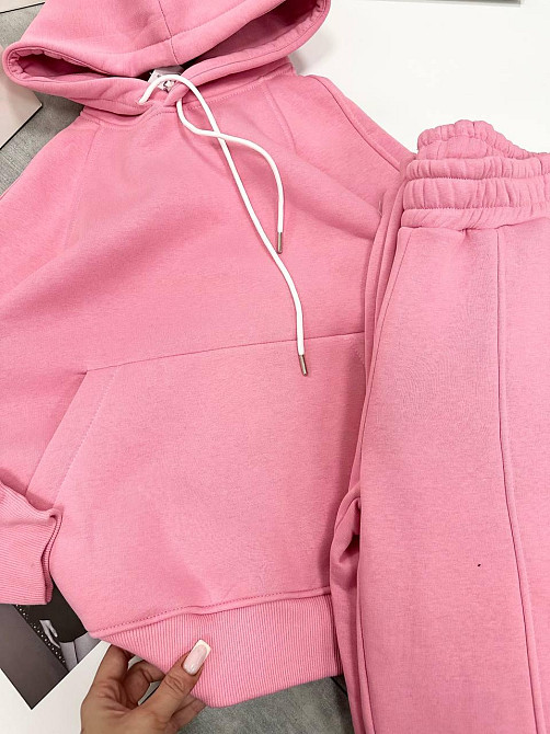 Женский утепленный костюм двойка: худи и штаны турецкая трехнить на флисе Барби, 42/44 Одесса - изображение 2