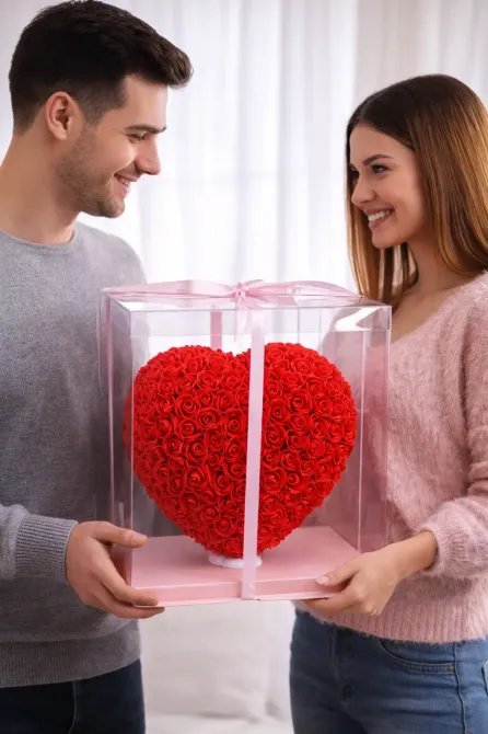 Сердце из роз в подарочной коробке KR-20 28/25/13см Коломия - фото 3