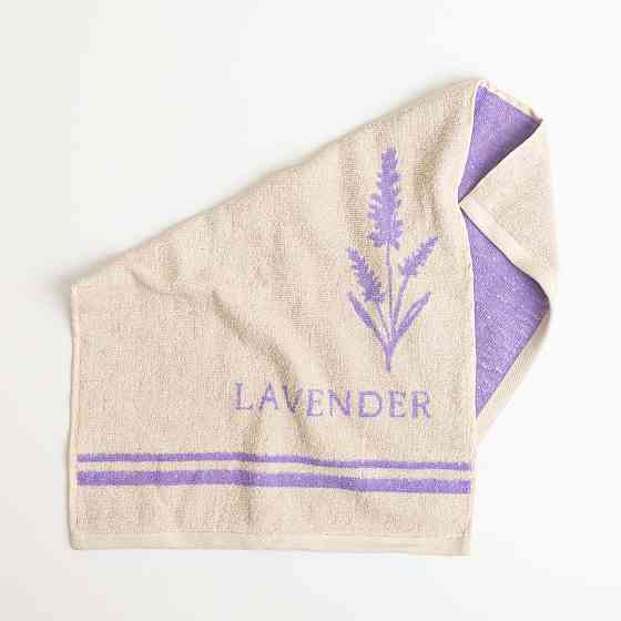 Рушник махровий для душу двосторонній Лаванда GM Textile 70х140см 400г/м2 (Лавандовий Бежевий) Суми