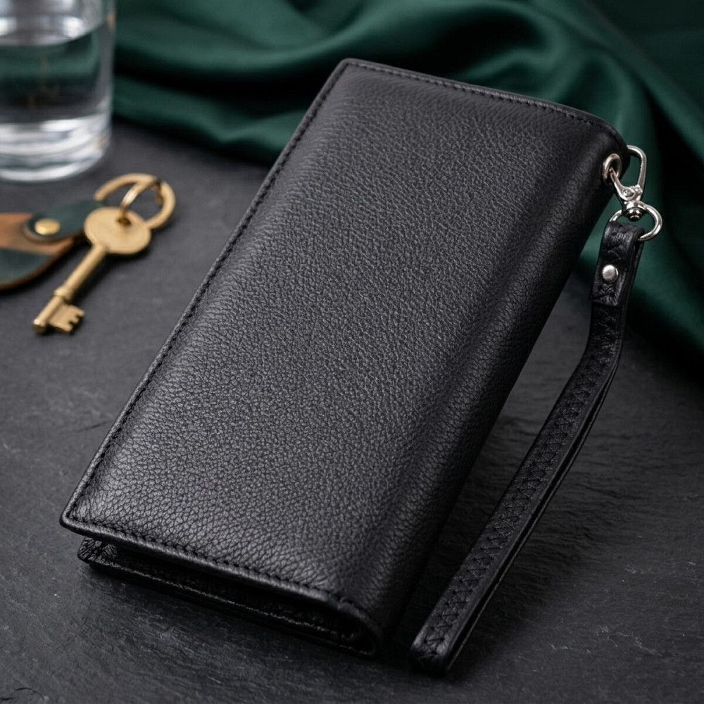 Вертикальний гаманець-клатч унісекс із натуральної шкіри ST Leather 22532 Чорний Київ - фото 14