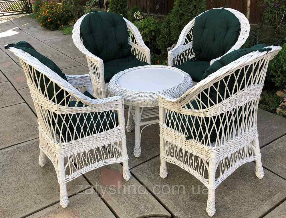Набір плетених меблів білих |Меблі з лози з накидками |меблі плетені білі зі столом Київ - фото 5