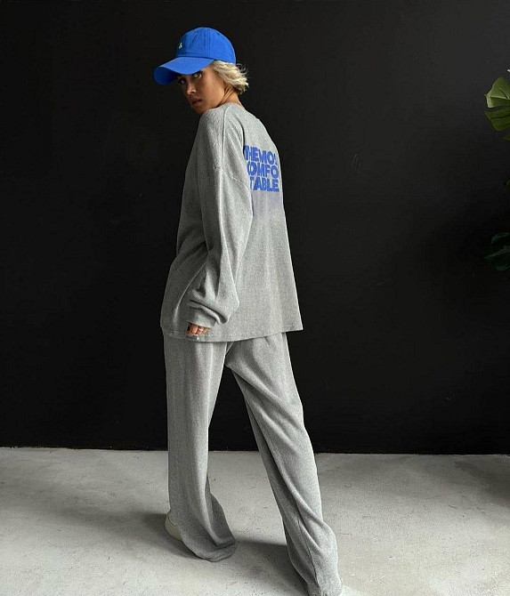 Жіночий прогулянковий оверсайз костюм двійка трикотаж вафелька Одеса - фото 5