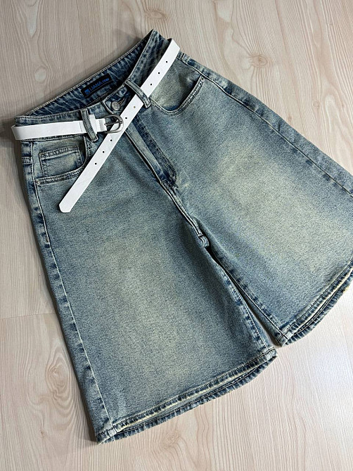 Шорти жіночі джинсові Liana 4-021 бермуди з ременем блакитні, блакитний, 26, 26, 69 см, 100 см Київ - фото 3