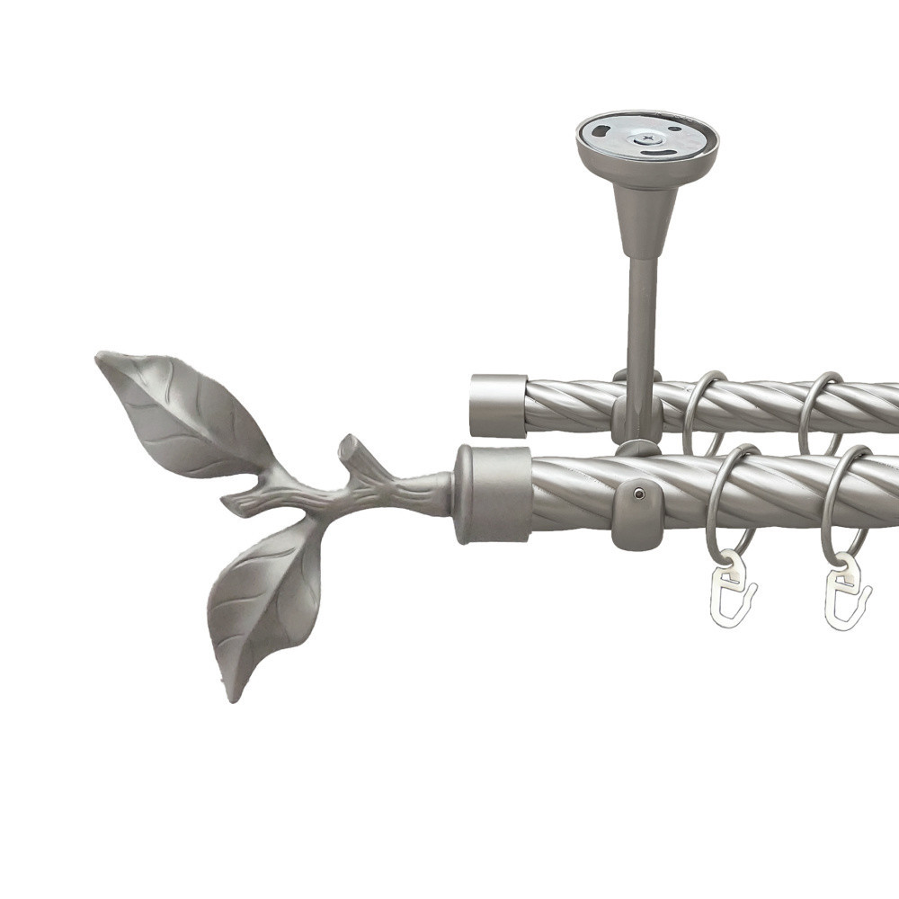 Карниз Orvit Листок Троянди металевий дворядний відкритий до стелі скручена труба кільце металеве Сатин 25\19 Львов - изображение 1