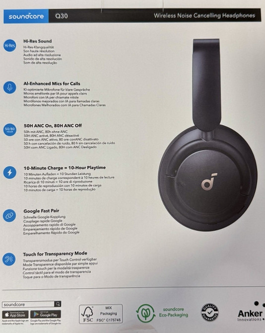 Навушники ANKER Soundcore Q30 Black, ANC, Hi-Res Харьков - изображение 2
