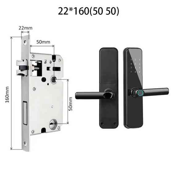 Смарт замок кодовий розумний дверний KHS-N8 з відбитком пальця і ключ-картою, чорний Кам'янець-Подільський