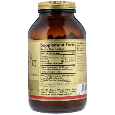 Витамин Solgar Вітамін E 400 IU, 250 желатинових капсул (SOL-03542) Винница