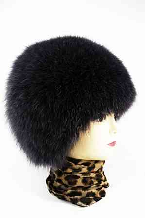 Шапка меховая женская песцовая сноп Анастасия Черный Харьков