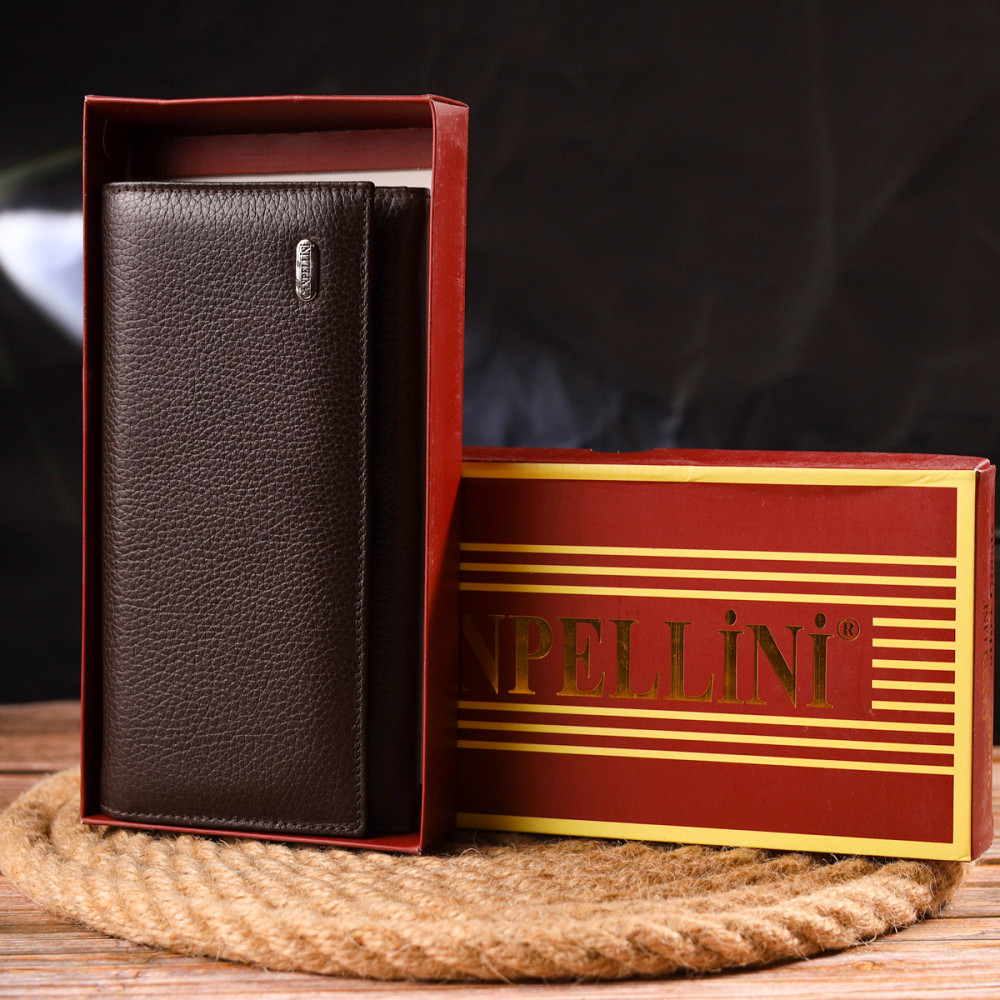 Функціональне жіноче портмоне з монетницею з натуральної шкіри CANPELLINI 21526 Коричневе Київ - фото 1